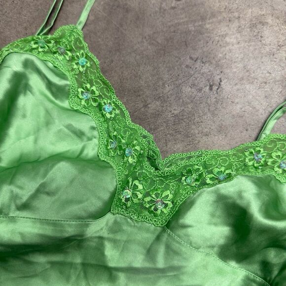 Vintage y2k retro 100% silk lace sequin babydoll cami - Picture 2 of 6